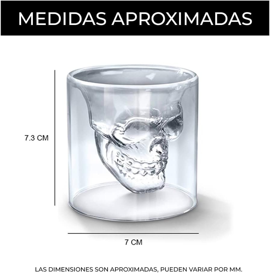 Vaso de Vidrio Tequilero con Forma de Calaca