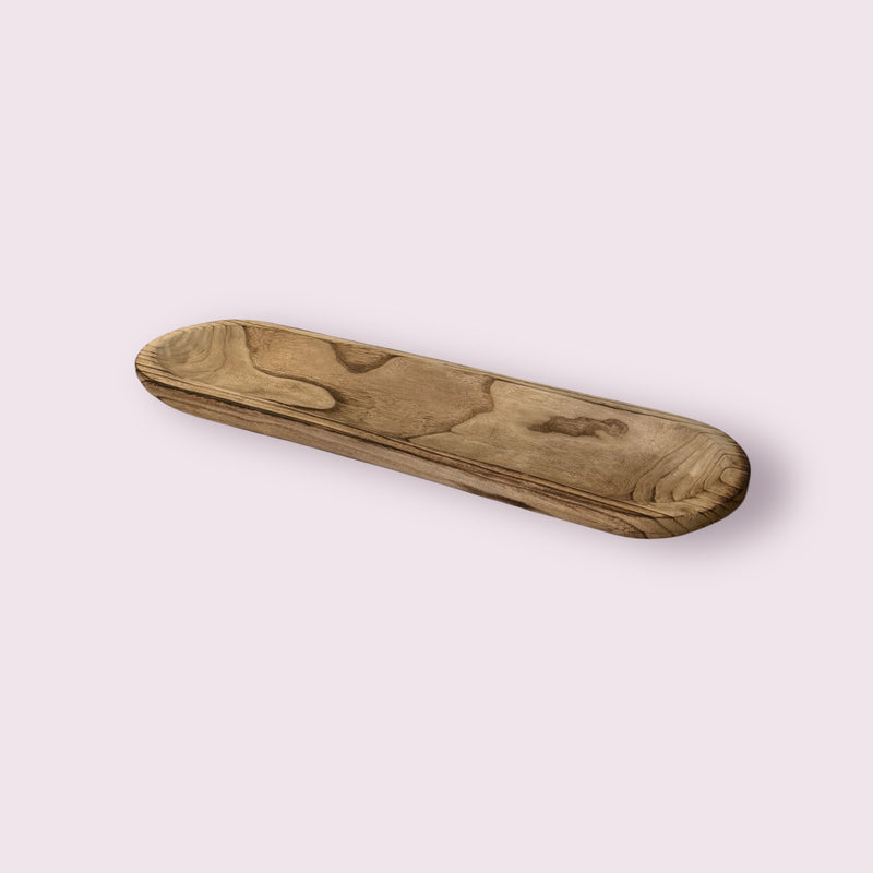 Recipiente de madera alargado para velas | Molde artesanal para cera perlada | Base decorativa natural