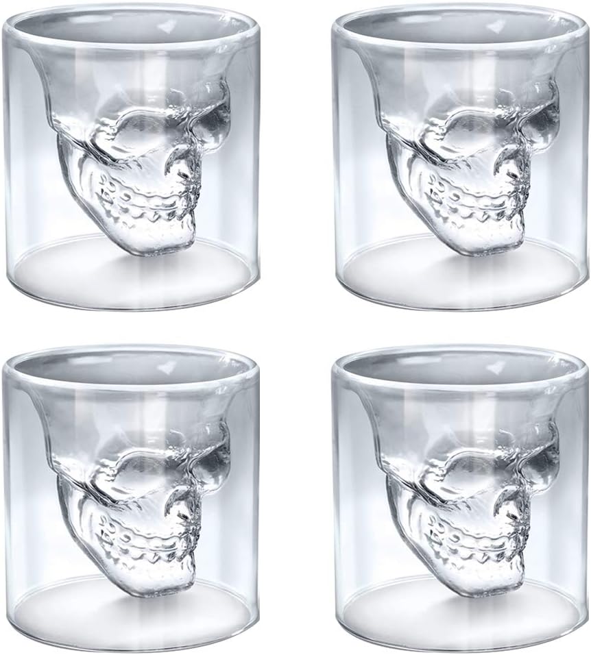 Vaso de Vidrio Tequilero con Forma de Calaca